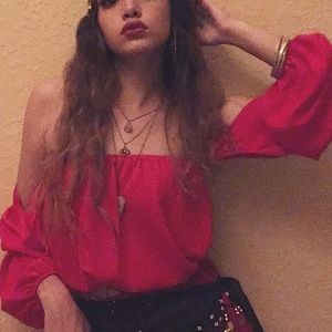 Off the Shoulder Balloon Sleeve Top